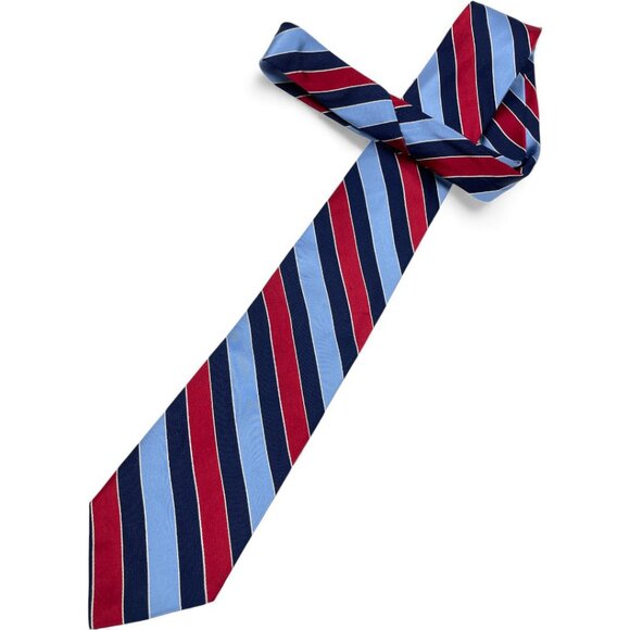 Nautica Silk Tie Vintage Striped Red Blue Repp Regimental - Picture 2 of 6